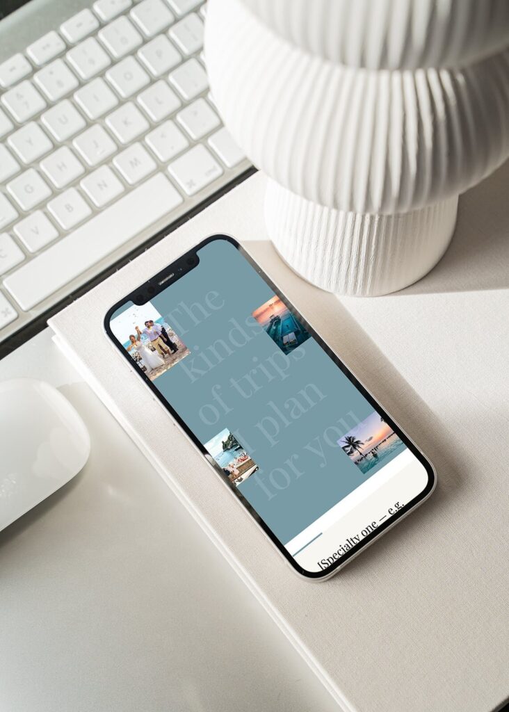 Mockup of a travel agent website on an iPhone, designed by JetSite & Roam