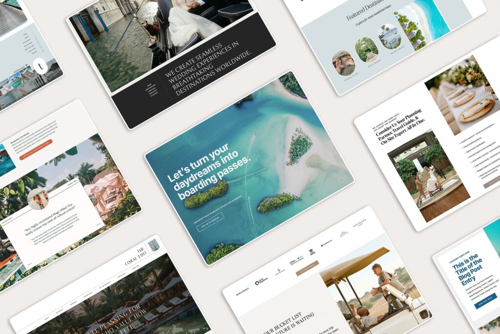 Mockup of travel agent websites, answering the question 'do travel advisors need their own website?' - from JetSite & Roam