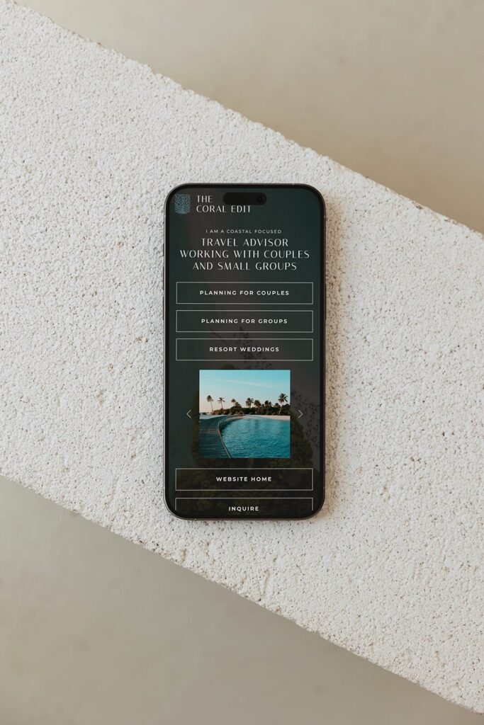 iPhone showing an instagram links page for travel advisors