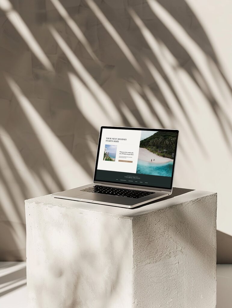 Laptop with a travel advisor website on screen, designed by JetSite & Roam